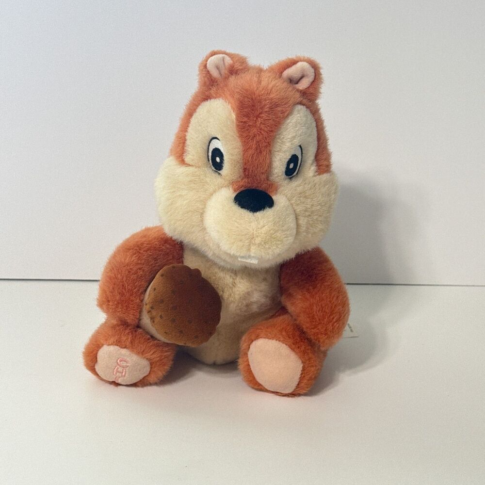 Disney World CHIP Plush Stuffed Animal Chipmunk with Nut Soft Plushie Toy 10"